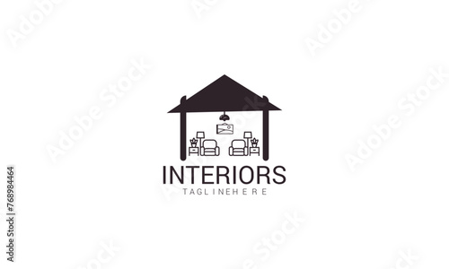 Lovely Furniture Logo with Chair View in Perspective with Modern Concept.
