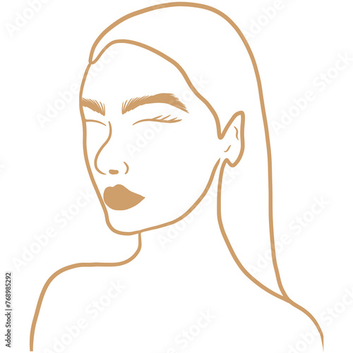 Woman's Face Line Art Illustration