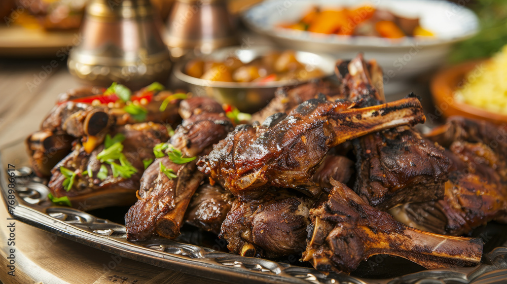 Eid al-Adha is characterized by hearty meat-based meals, symbolizing sacrifice and generosity