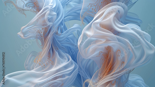 3D flowing chiffon and lace fractal, 4D 5D dimensional, octane render
