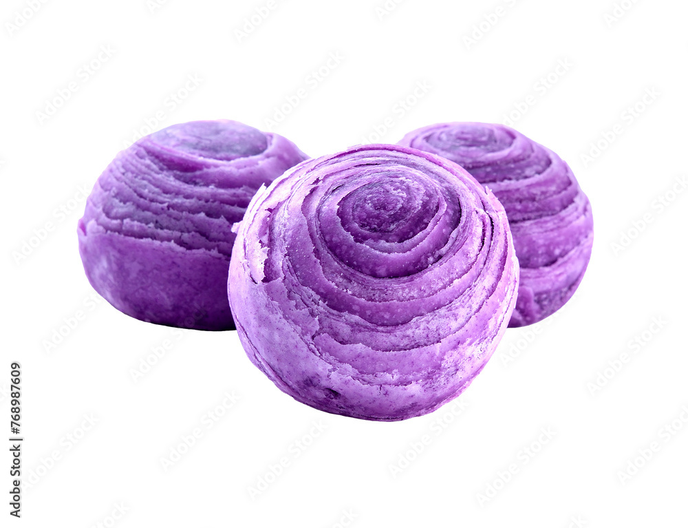 Fototapeta premium Chinese Pastry or Thai Moon Cake with Purple Sweet Potato. transparent png
