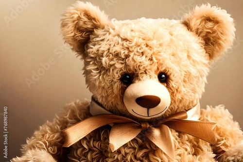 Cute teddy bear with old wood background 