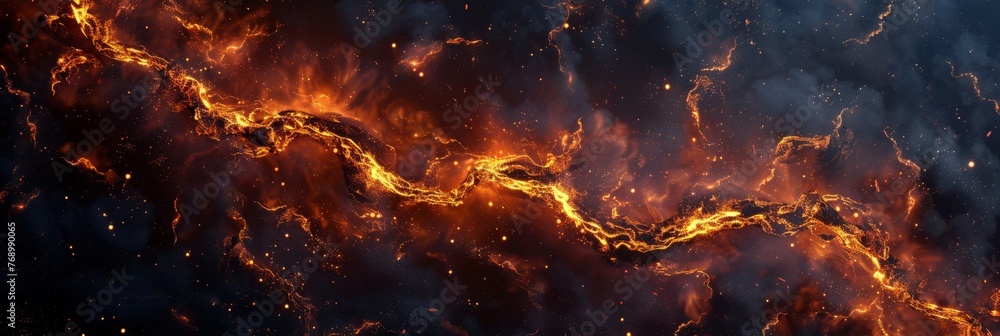 A crackling fire texture, representing the fiery breath of dragons and the burning passion of key characters, set against a night sky created with Generative AI Technology - obrazy, fototapety, plakaty 