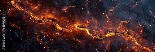 A crackling fire texture, representing the fiery breath of dragons and the burning passion of key characters, set against a night sky created with Generative AI Technology photo