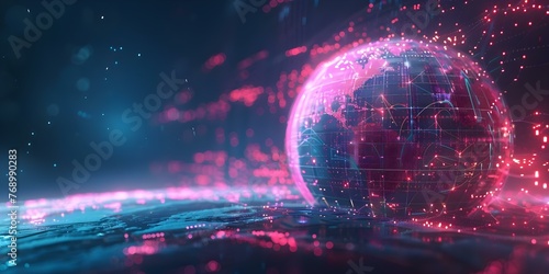A digital world with abstract business and crypto technology in a metaverse planet. Concept Digital World, Abstract Business, Crypto Technology, Metaverse Planet