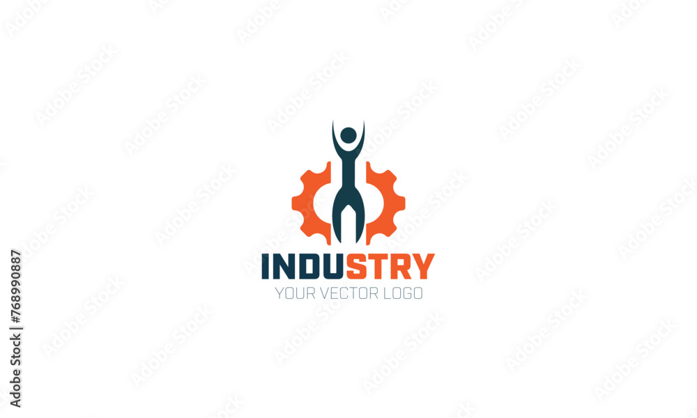 Obraz premium engineer with gear machine logo icon vector