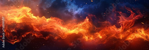 A crackling fire texture, representing the fiery breath of dragons and the burning passion of key characters, set against a night sky created with Generative AI Technology