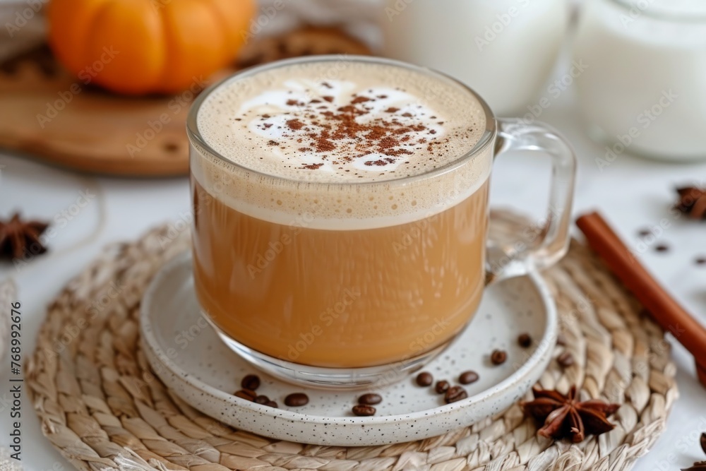A Cup of Coffee on a Plate With Cinnamons A Cup of Coffee on a Plate With Cinnamons