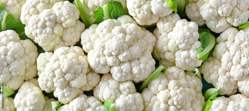 Close up view of organic cauliflower creating a textured background for design projects Close up view of organic cauliflower creating a textured background for design projects
