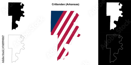 Crittenden county outline map set photo