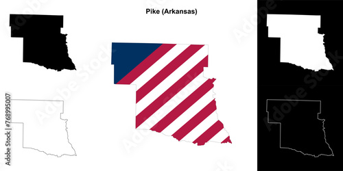 Pike county outline map set photo