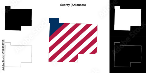 Searcy county outline map set photo