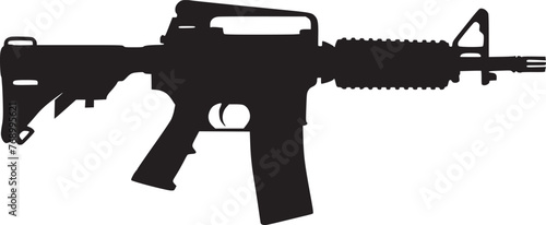 Graphic black detailed silhouette pistols, guns, rifles, submachines, revolvers and shotguns. Isolated on white background