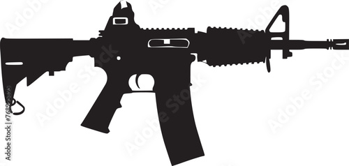 Graphic black detailed silhouette pistols, guns, rifles, submachines, revolvers and shotguns. Isolated on white background