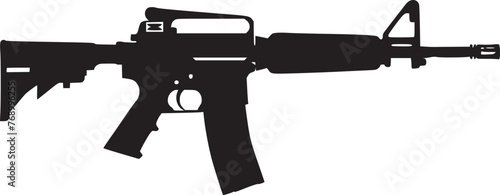 Graphic black detailed silhouette pistols, guns, rifles, submachines, revolvers and shotguns. Isolated on white background