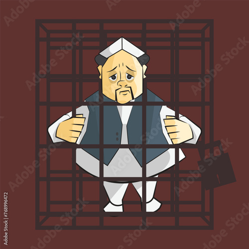 vector illustration of corrupt politician convicted. 