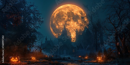 Haunting Halloween Night with Full Moon