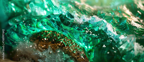 Witness a breathtaking fusion of emerald green, sapphire blue, and amber, delicately blending into a captivating gradient, impeccably captured in high-definition to reveal its mesmerizing vibrancy.