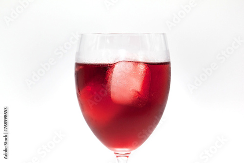 Cloise up of Rose wine in a glass