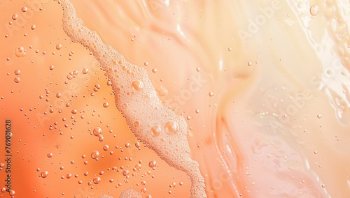 Abstract Textured Orange Liquid with Bubbles  