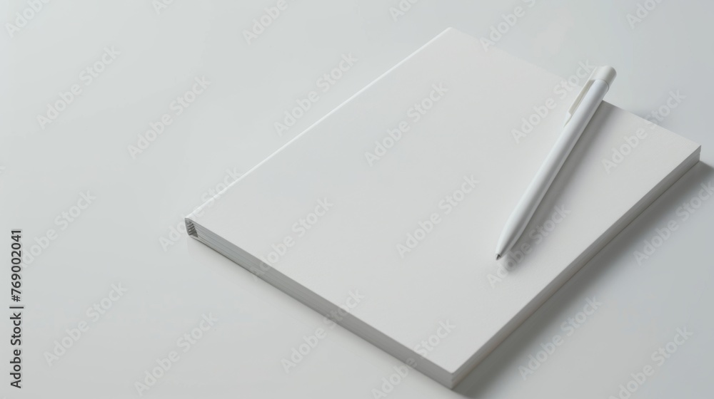 Minimalist beauty of white notepad on white background Minimalist beauty of white notepad on white background