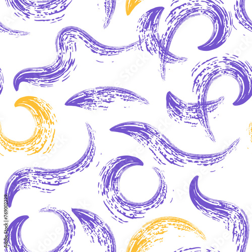Squiggle line doodle seamless pattern wth dry brush scribbles. Creative minimalist style art background for children or trendy design with basic shapes