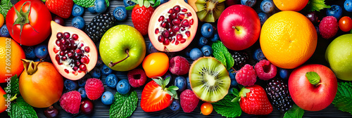 Colorful Fresh Fruits Display  Healthy Eating with a Variety of Tropical Choices  Vibrant and Juicy