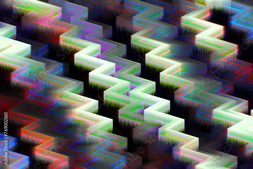 Zigzag 3D pattern abstract in multicolor