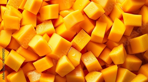 Cubed mango background, close-up, mango background