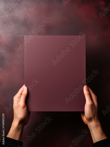 a blank mock up maroon card dimension, mock up, on background, shot in studio