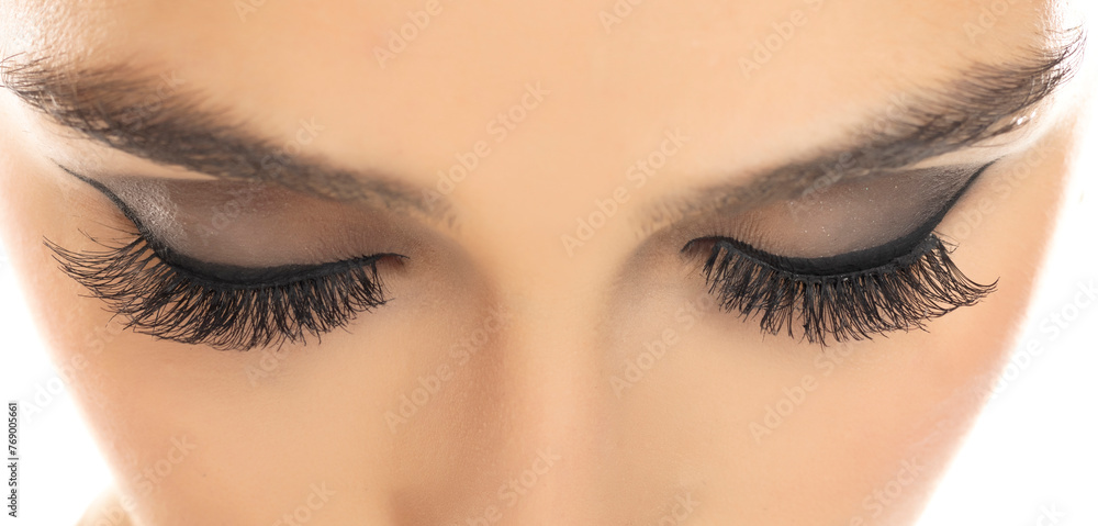 Naklejka premium Closeup of Makeup and artificial eyelashes.