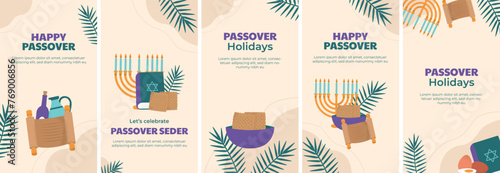 Hand drawn instagram stories collection for jewish passover celebration photo