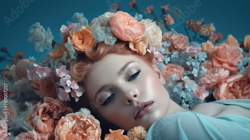 Woman in flowers