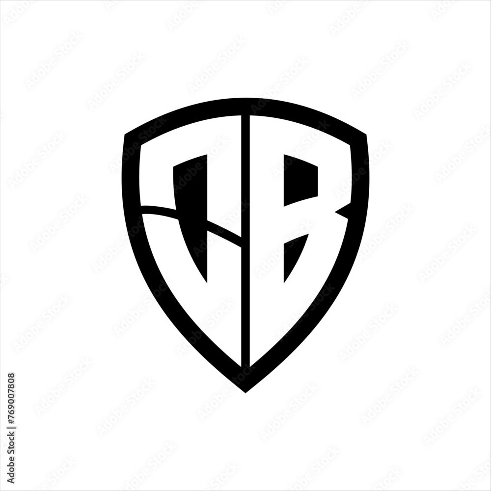 OB monogram logo with bold letters shield shape with black and white color design OB monogram logo with bold letters shield shape with black and white color design