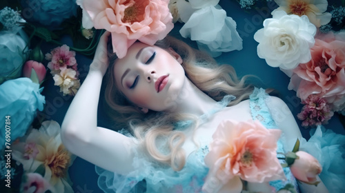 Woman in flowers