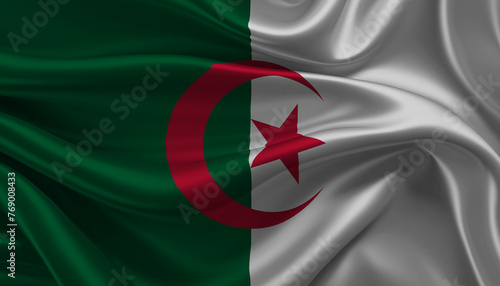 Bright and Wavy People's Democratic Republic of Algeria Flag Background