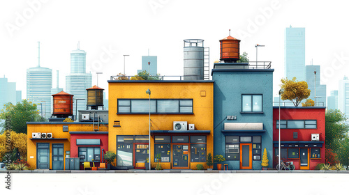 Front view of small manufactory  local business  city building icon