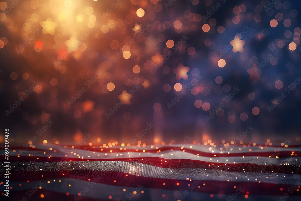 Sparkling American Flag with Fireworks Display for Celebratory Event - obrazy, fototapety, plakaty 