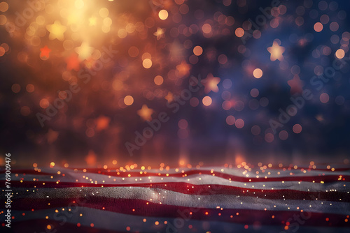 Sparkling American Flag with Fireworks Display for Celebratory Event