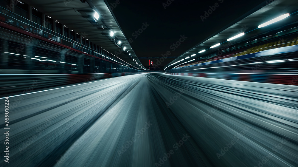 Dynamic Motion Blur View of a Racing Track on a Cloudy Day