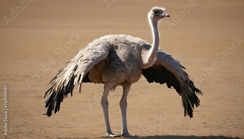 An Ostrich With Its Wings Folded Against Its Body