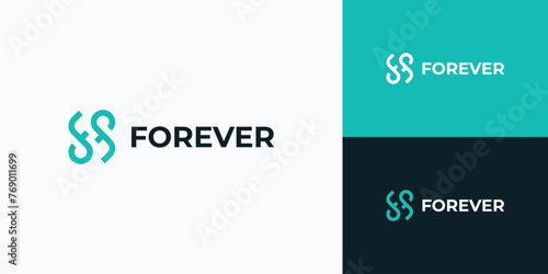 Letter F initial vector logo design in infinity line shape with a modern, simple, clean and abstract style.