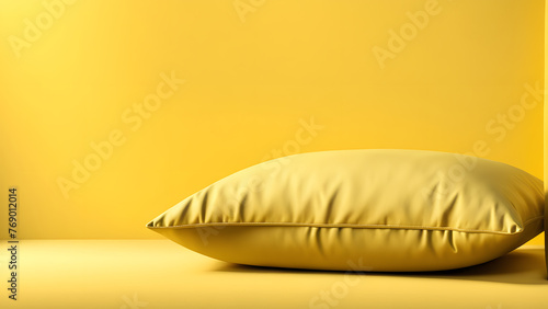 Hospitality Comfort Banner 3D Yellow Pillow Bedroom Concept for Hotel Stays and Tourist Hospitality