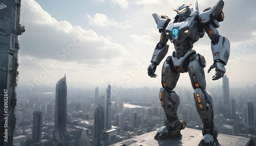 A Futuristic Mecha Suit Piloted By A Human Tower