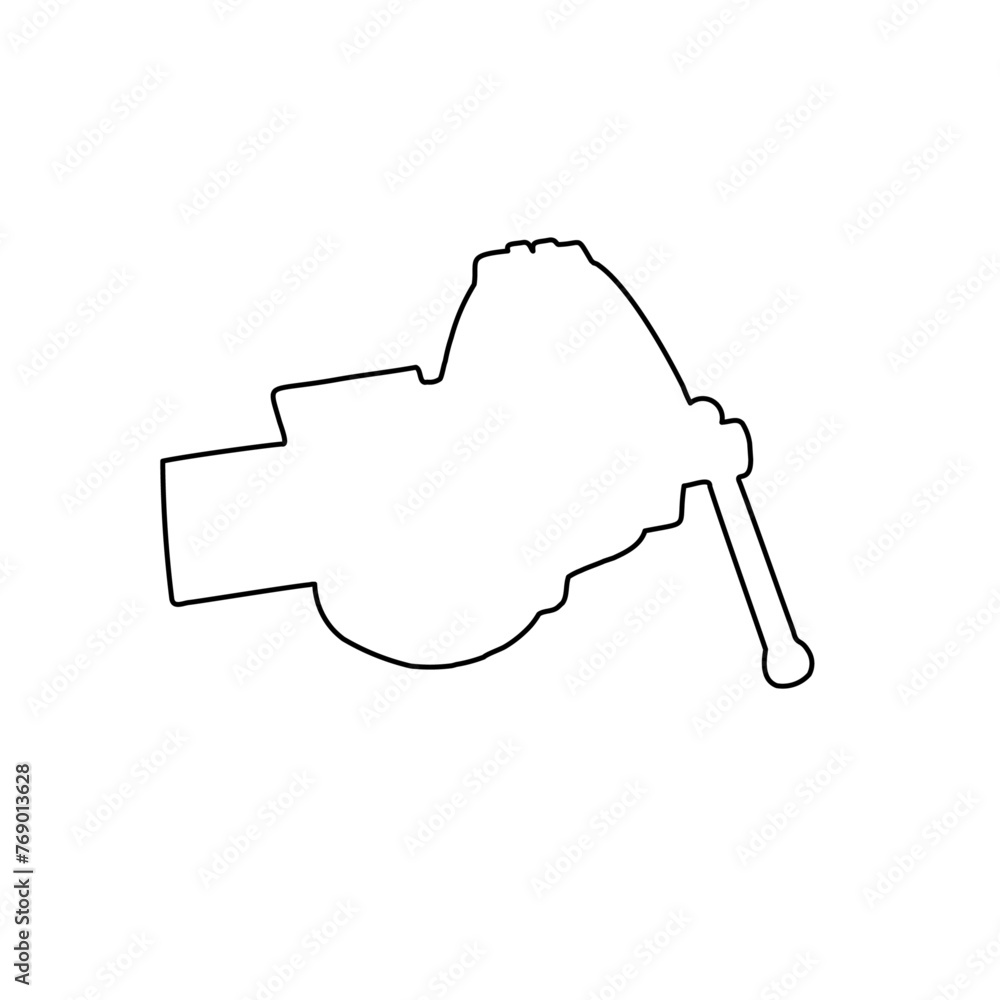 A large black outline vise symbol on the center. Vector illustration on white background A large black outline vise symbol on the center. Vector illustration on white background