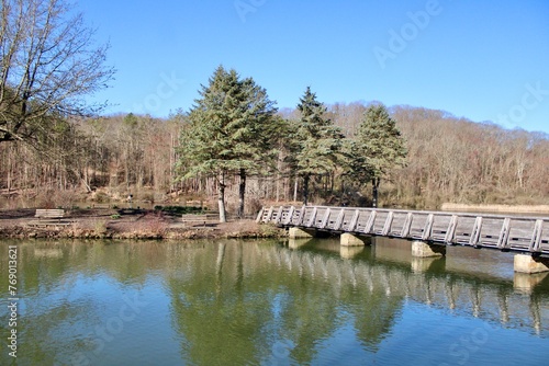 wooden bridge over the lake