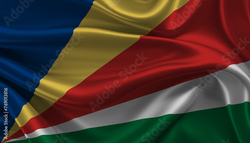 Bright and Wavy Republic of Seychelles Flag Background