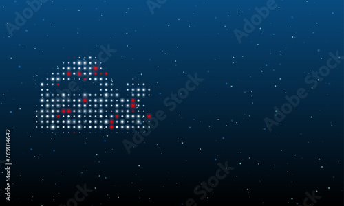 On the left is the electric plane symbol filled with white dots. Background pattern from dots and circles of different shades. Vector illustration on blue background with stars