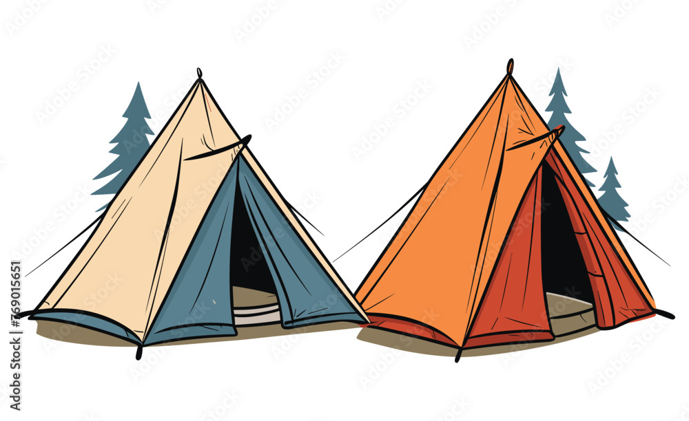 Tents isolated vector illustration