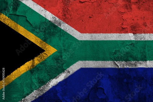 South Africa Republic of South Africa Flag Cracked Concrete Wall Textured Background